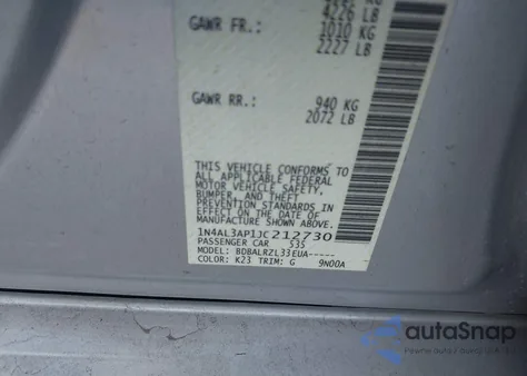 2018 Nissan Altima 2.5 Sl z USA, uszkodzony, nr VIN 1N4AL3AP1JC212730